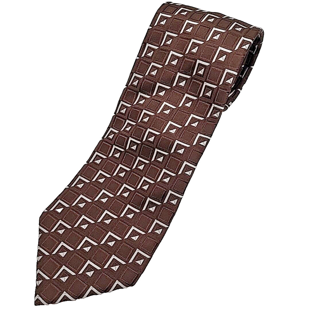 Prochownick Brown Geometric Silk Tie Necktie - Made in Italy - Like New